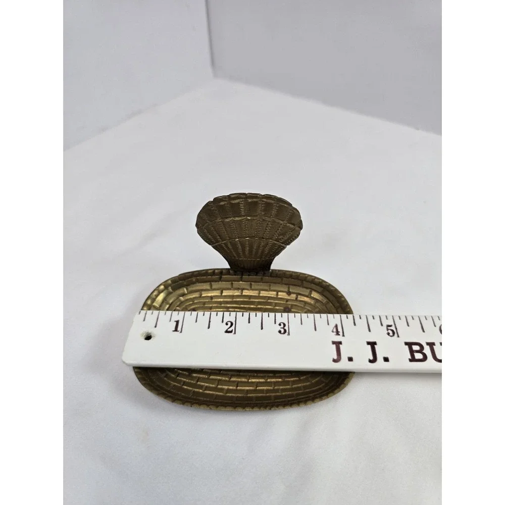 Vintage Brass Seashell Soap Dish Trinket Tray Coastal Nautical Decor 5 Inch